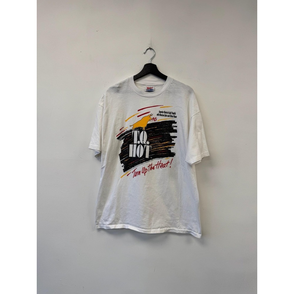 Vintage Too Hot Tequila Shirt Mens Large White Hanes Heavyweight Graphic 90s‎